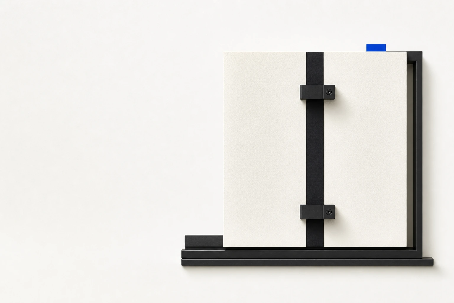 A blank cotton paper standard secured to a precision rail with a cobalt source tab.
